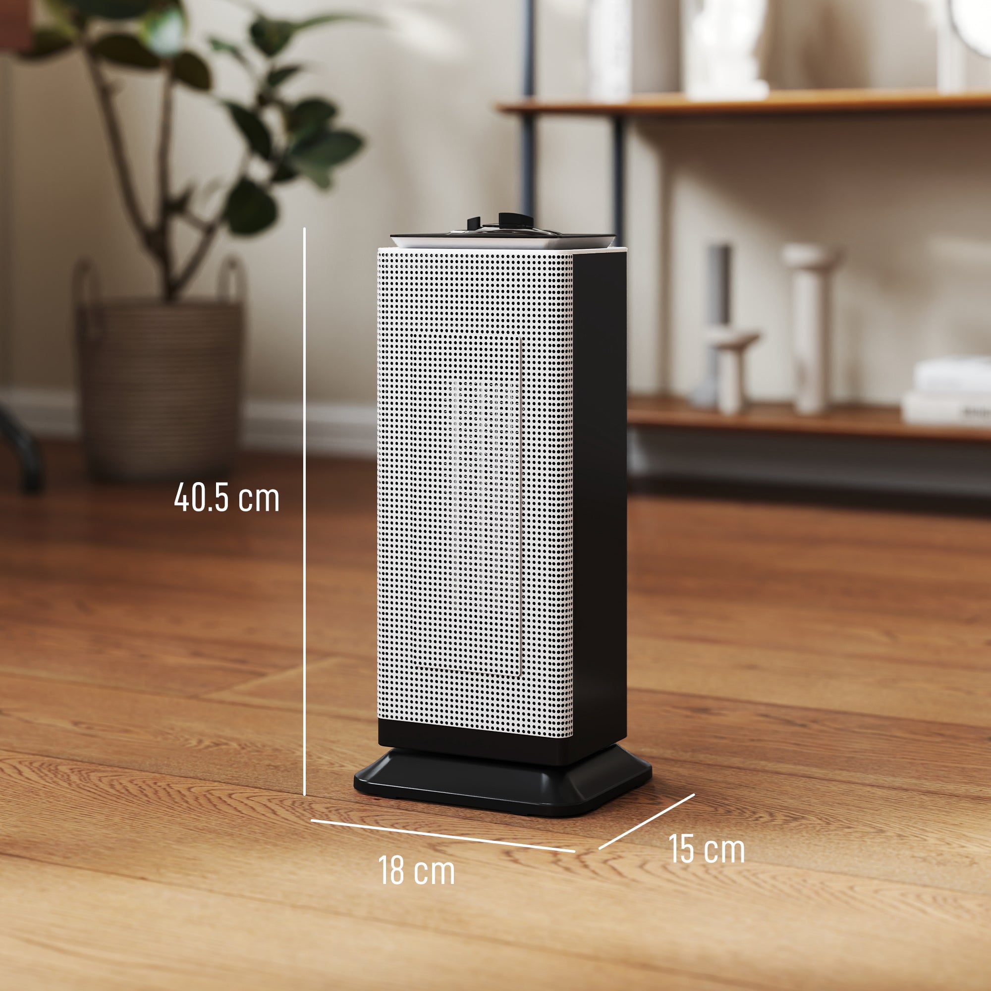 HOMCOM 2000W Ceramic Electric Heater with Fan, Oscillation - Black 