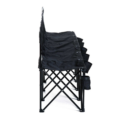 Outsunny 6 Seater Folding Camping Chair with Cup Holder & Carry Bag - Black 