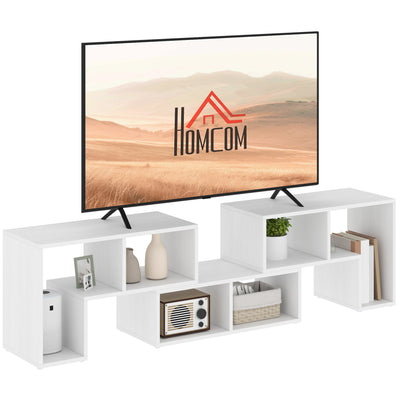 HOMCOM TV Stand for TVs up to 75 Inches, Free Combination TV Unit with Storage Shelves, Extendable Entertainment Centre for Living Room, White Wood Grain 