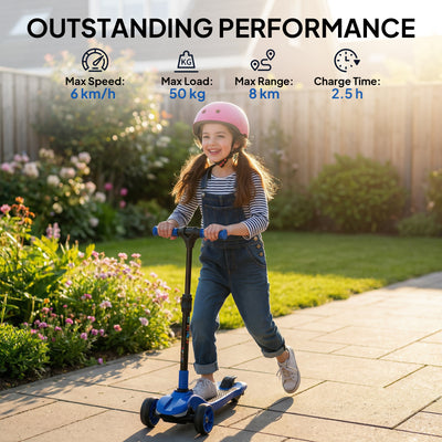 AIYAPLAY Three-Wheel Foldable Electric Scooter for Kids Aged 6-10 Years, Blue 