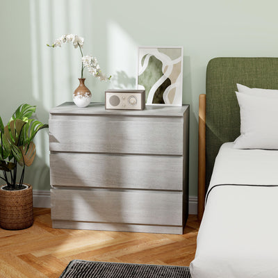 HOMCOM Chest of Three Drawers - Grey Wood Effect 
