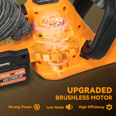 Outsunny Cordless Hedge Trimmer, Electric Hedge Cutter with 51cm Blade, Brushless Motor and 2 x 4.0Ah Batteries for Branches, Shrubs, Twigs, Orange 