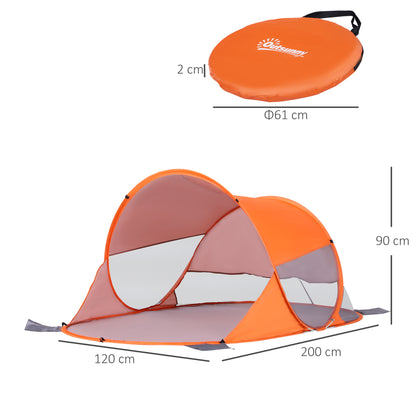 Outsunny Fibreglass Frame 2 Person Pop-Up Lightweight Camping Tent Orange 