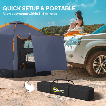 Outsunny Automatic Pop Up Camping Tent, Instant Setup 2-4 Man Tent with Mesh Windows, Waterproof & UV Protection Portable Dome Tent with Carrying Bag for Camping, Hiking, Backpacking, Dark Grey 