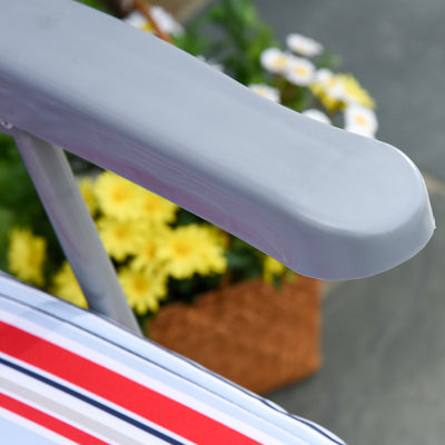 Outsunny Set of 2 Garden Sun Lounger Outdoor Reclining Seat Cushioned Seat Foldable Adjustable Recliner Red and White 