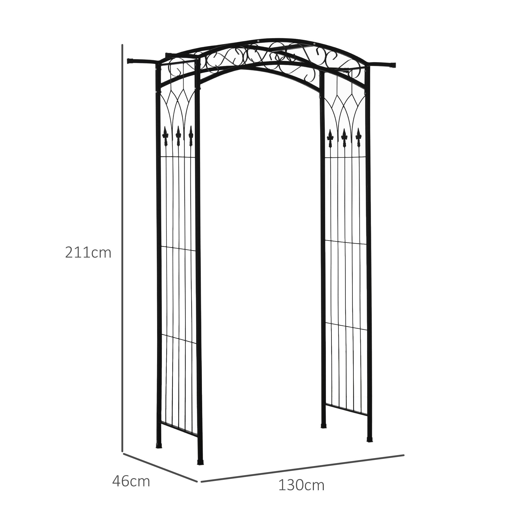 Outsunny 211cm Height Metal Garden Arch Arbor for Wedding Decor for Climbing Plants and Outdoor Decoration 