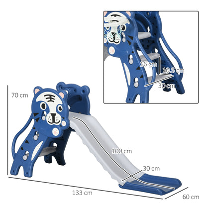 AIYAPLAY 3 in 1 Baby Slide for Indoor Use with Climber, Basketball Hoop, Basketball, for Ages 18-36 Months - Blue 