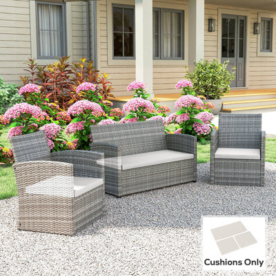 Outsunny Outdoor Seat Cushion Pads for Rattan Furniture, 3 PCs Garden Furniture Cushions, Cream White 