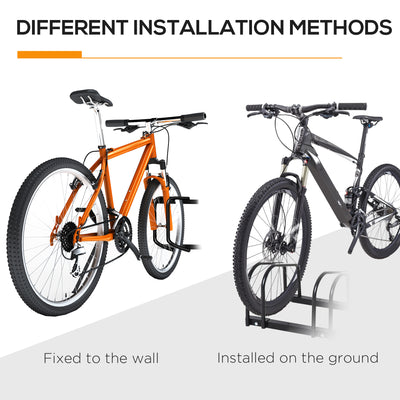 HOMCOM Bike Stand Parking Rack Floor or Wall Mount Bicycle Cycle Storage Locking Stand 179L x 33W x 27H (6 Racks, Black) 