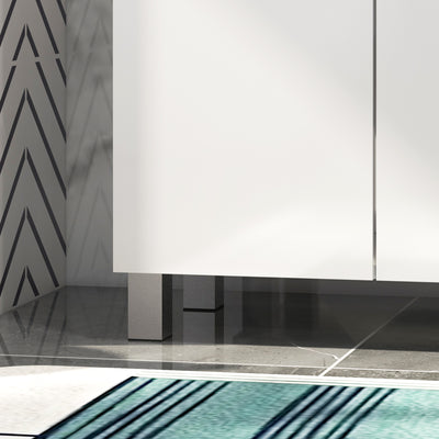 kleankin Freestanding Bathroom Cabinet, High Gloss Storage Cabinet with Doors and Adjustable Shelf, 60 x 30 x 80 cm, White 