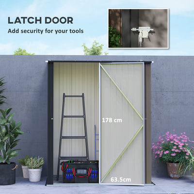 Outsunny 5.3 x 3.1ft Corrugated Steel Garden Shed - Light Grey 