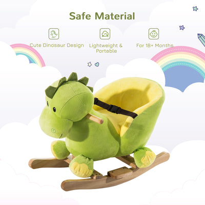 HOMCOM Kids Rocking Horse, Plush Ride-On Dinosaur Seat, with Seat Safety Belt, 32 Songs, Ride-On Horse 