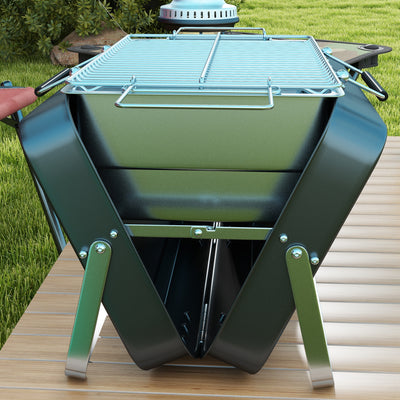 Outsunny Metal Suitable-Style Portable BBQ Grill - Black 