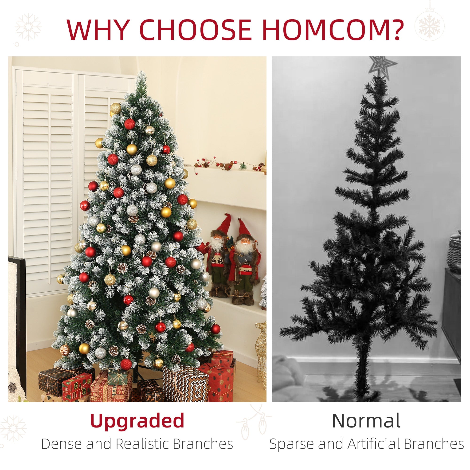 HOMCOM 6ft Snow-Dipped Artificial Pine Christmas Tree 