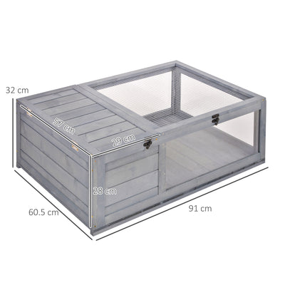 PawHut Tortoise House, Small Reptile Wooden House, with Mesh Roofs, Side Panels, for Turtles, Lizards, Geckos and Snakes 