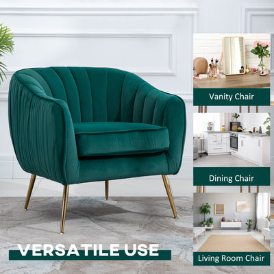 HOMCOM Velvet-Feel Shell Back Accent Chair - Green 