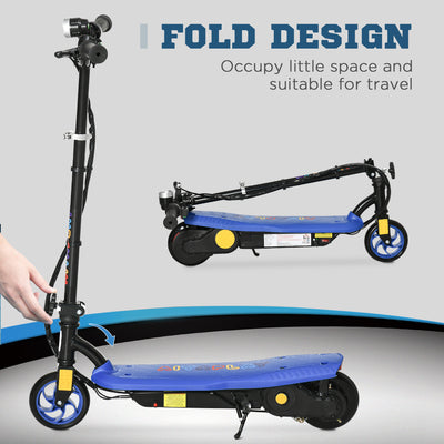 HOMCOM Foldable Electric Scooter, with LED Headlight, for Ages 7-14 Years - Blue 