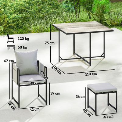 Outsunny Nine-Piece Steel Frame Garden Dining Set - Dark Grey 