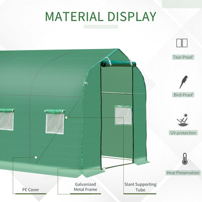 Outsunny Polytunnel Greenhouse with Windows and Door, Walk in Greenhouse for Garden, Backyard (3 x 2 M) 