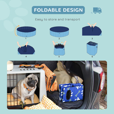 PawHut Foldable Dog Paddling Pool Pet Cat Swimming Pool Indoor/Outdoor Collapsible Bathing Tub Shower Tub Puppy Φ80 × 20H cm S Sized 
