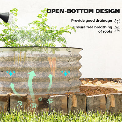 Outsunny Set of 2 Raised Garden Bed, Metal Planter Box with Safety Edging, Easy-to-assemble Stock Tank, Cream White 