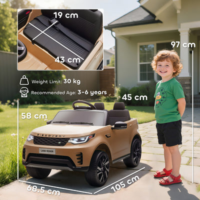 AIYAPLAY Land Rover Discovery Licensed 12V Kids Electric Car with Remote, 4 Wheel Suspension, Slow Start, Lights, Music, Khaki 