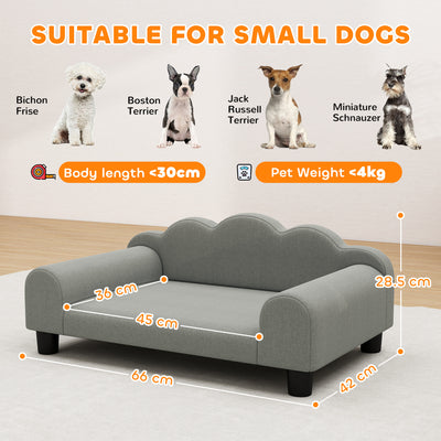PawHut Elevated Dog Sofa Bed, Breathable Pet Sofa with Backrest and Armrest for Small Dogs, Grey 