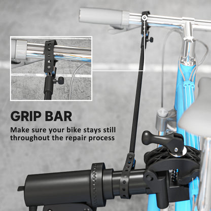 HOMCOM Bike Repair Stand, Heavy Duty Bike Stand for Maintenance, Max Load 40kg, Height Adjustable, Foldable and 360\'c2\'b0 Rotatable for Road Bike, Mountain Bike, E-Bike