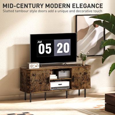 HOMCOM TV Stand Cabinet for TVs up to 55 Inches, TV Unit with Storage Shelves and Cupboard for Living Room, Rustic Brown 