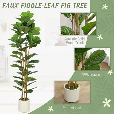 HOMCOM 180cm Artificial Fiddle Leaf Fig Tree - Green 