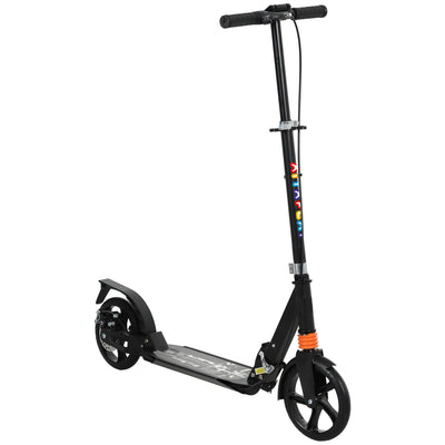 AIYAPLAY Kids Scooter with 4 Levels Adjustable Handlebar, Dual Brake System, 200mm Wheels, ABEC-7 Bearings, Black 