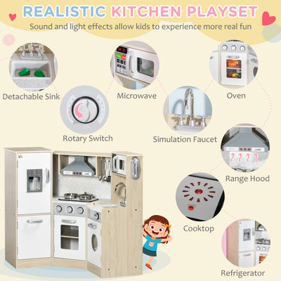 HOMCOM Kids Kitchen Playset, with Accessories, Storage Space 