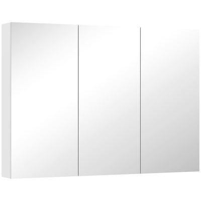 HOMCOM Three-Mirror Bathroom Storage Cabinet - White 