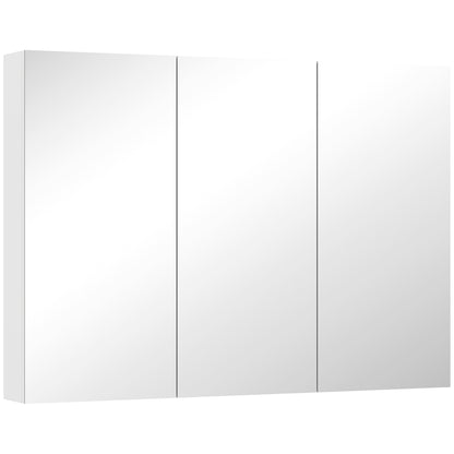HOMCOM Three-Mirror Bathroom Storage Cabinet - White