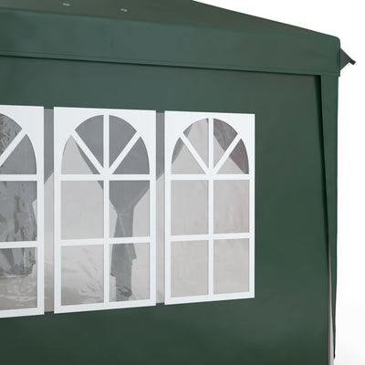 Outsunny 3 x 6m Pop-Up Gazebo, with Curtain Walls and Windows - Dark Green 