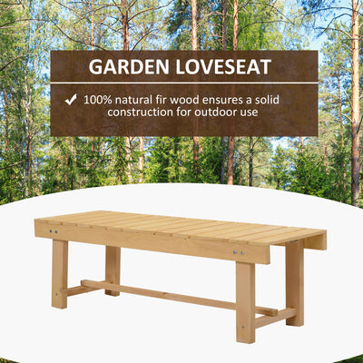 Outsunny 5 Pieces 2-seater Outdoor Indoor Wooden Garden Bench Fir Patio Loveseat, 110L x 38W x 35Hcm, Natural 