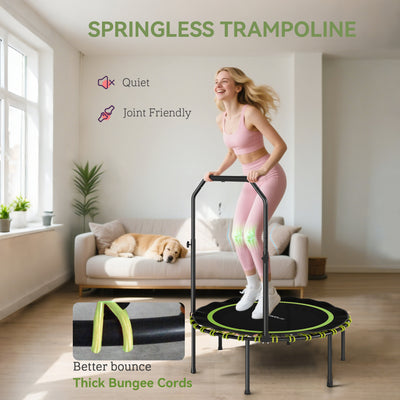 SPORTNOW 40" Foldable Fitness Trampoline Rebounder with Handle, Green 