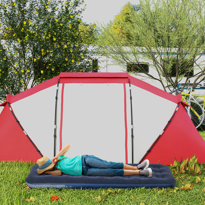 Outsunny Single Air Bed with Hand Pump, Inflatable Mattress with Flocked Surface for Guest, Camping, Travel, 191 x 73 x 22cm, Blue 