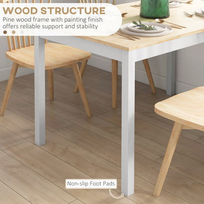 HOMCOM Four-Seater Farmhouse-Style Wooden Table 