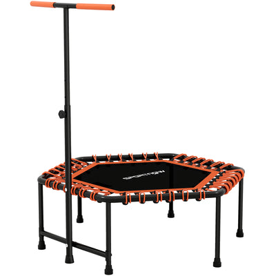 SPORTNOW 45" Rebounder Trampoline for Adults, Quiet Bungee Rebounder with LED Lights and Adjustable Handle, Orange 
