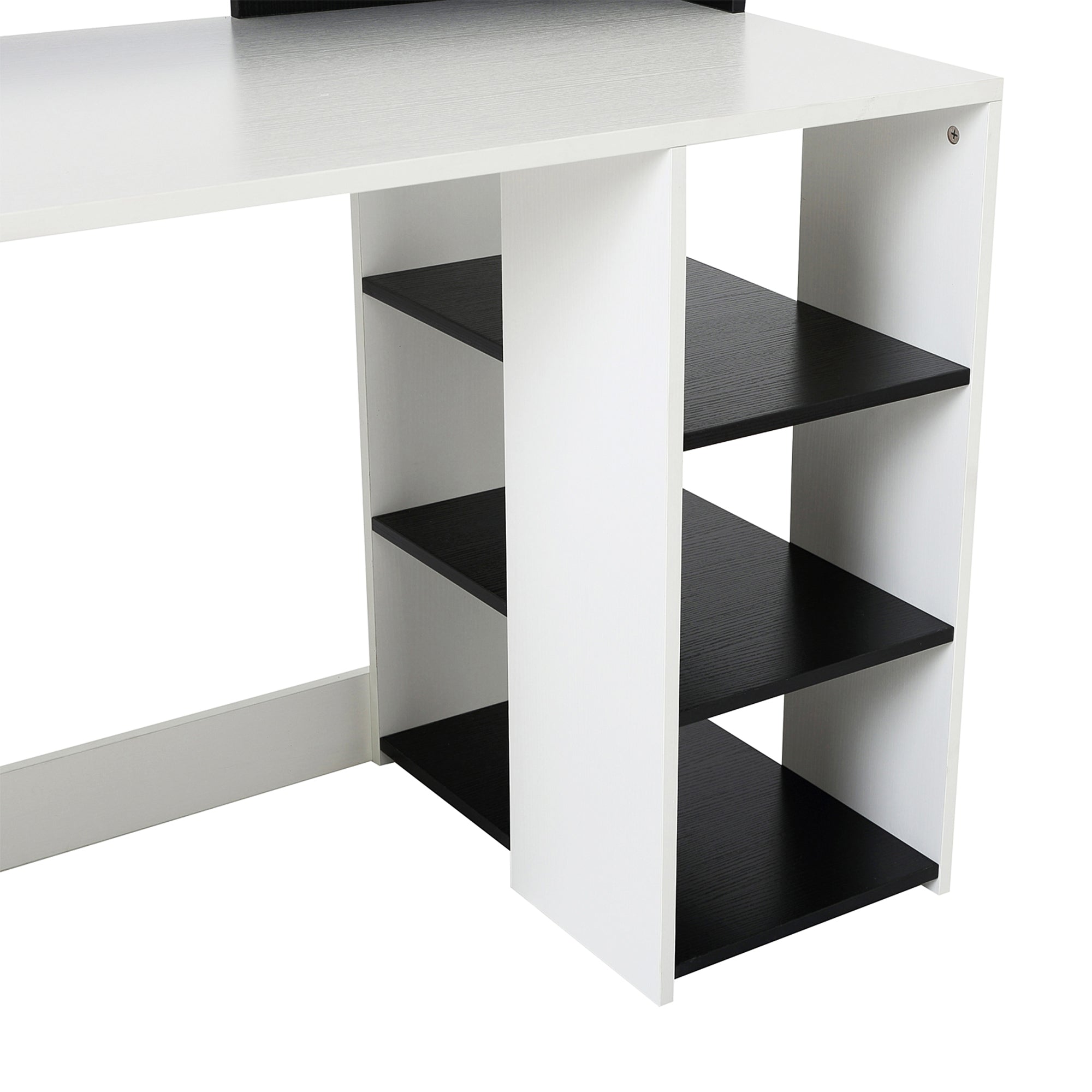 HOMCOM Computer Desk with Drawers and Storage Shelves, Reception Desk, Study Workstation for Home Office, 137 x 55 x 92cm, Black and White 