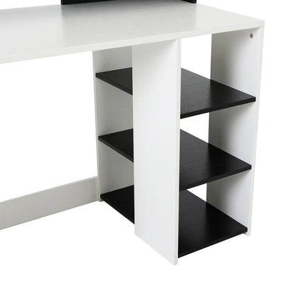 HOMCOM Computer Desk with Drawers and Storage Shelves, Reception Desk, Study Workstation for Home Office, 137 x 55 x 92cm, Black and White 