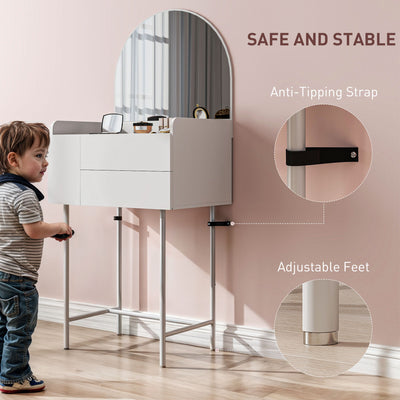 HOMCOM Three Drawer Compact Dressing Table - White