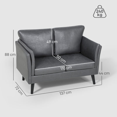HOMCOM Two-Seater Leathaire Sofa - Grey 