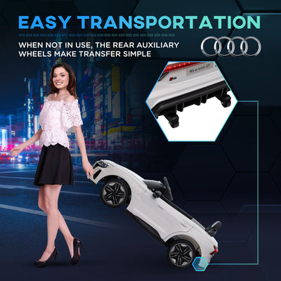 HOMCOM Audi Licensed 12V Kids Electric Ride-On, with Remote Control, Suspension System, Lights, Music, Motor - White 