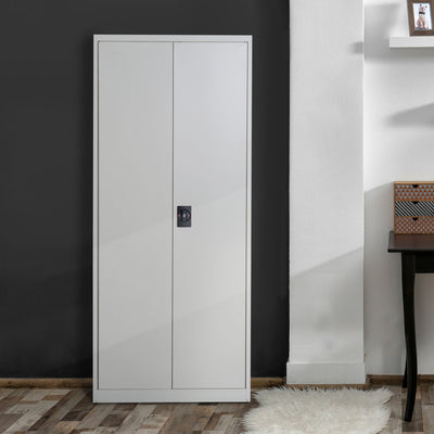 Vinsetto Cool Rolled Steel Tall Office Lockable Filing Cabinet 2 Doors 4 Internal Adjustable Shelves Bookcase Cabinet Storage Unit 80 L x 40 W x 184 cm 