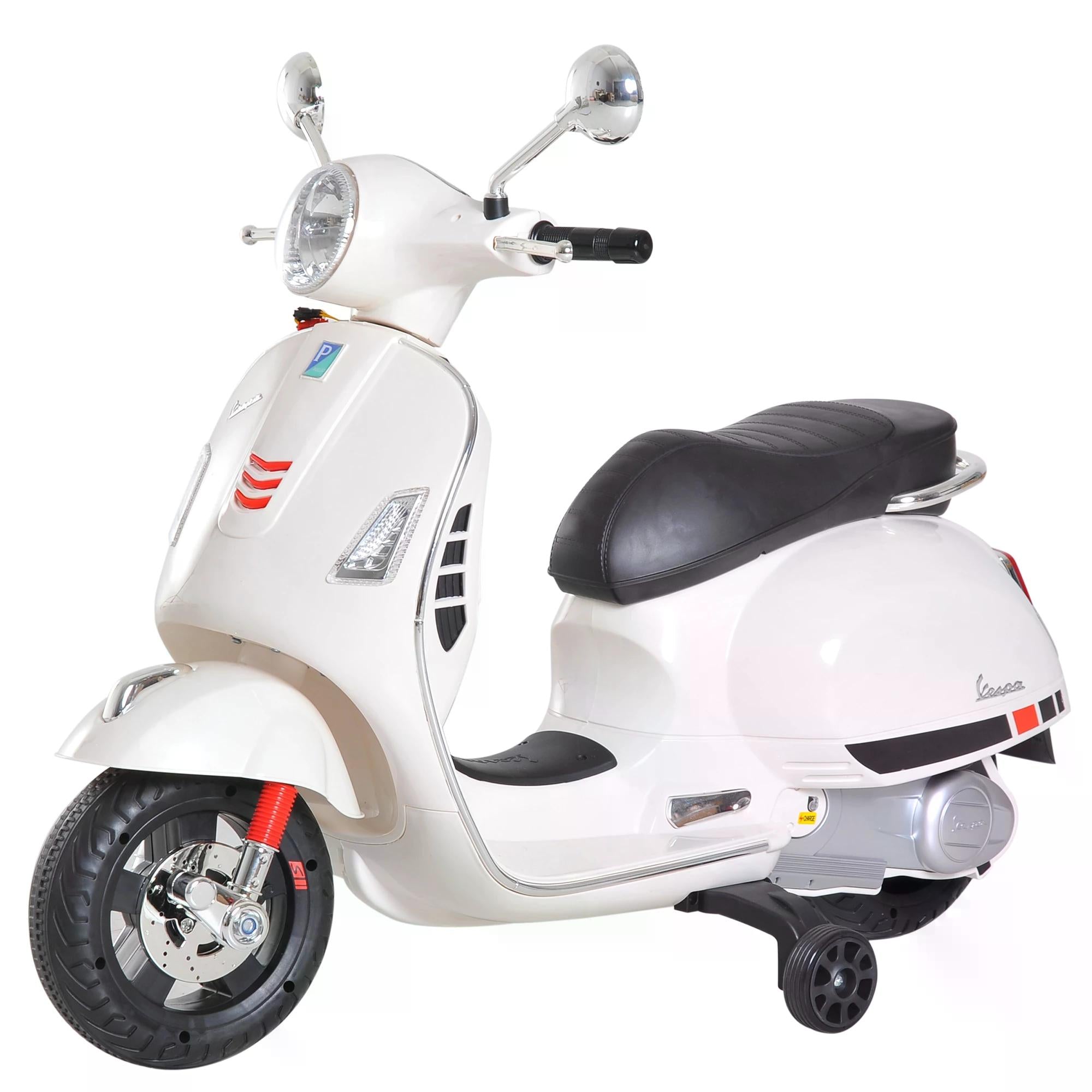 HOMCOM Kids Ride On Vespa Motorcycle W/LED Lights - White 