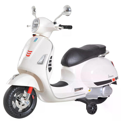 HOMCOM Kids Ride On Vespa Motorcycle W/LED Lights - White 