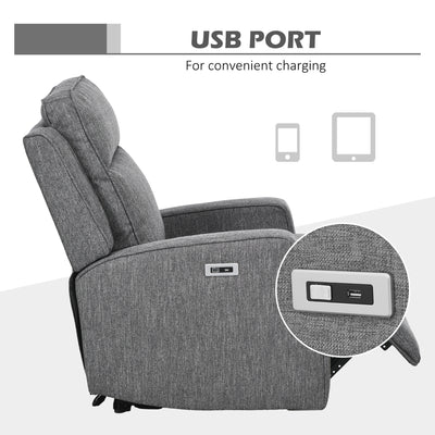 HOMCOM 150\'c2\'b0 Electric Reclining Chair, with USB port and Footrest - Charcoal Grey 