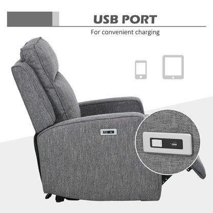 HOMCOM 150\'c2\'b0 Electric Reclining Chair, with USB port and Footrest - Charcoal Grey